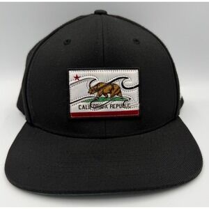 Billabong California Republic Bear Flag Wave Patch Black Flat Bill Hat Cap